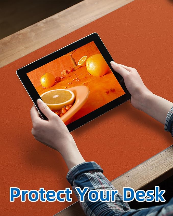 Leather Desk Pad Protector, Mouse Pad, Office Desk Mat, Non-Slip PU Leather - Image 3