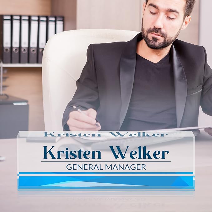 Personalized Desk Name Plate, Custom Acrylic Glass Name Plates - Image 4