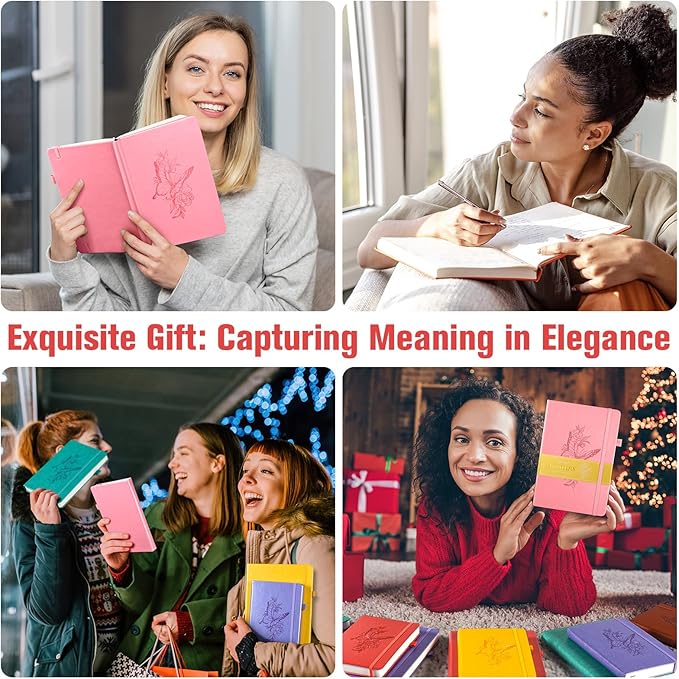 Lined Notebook Journal for Women Men, 312 Numbered Pages B5 Thick Leather Journals for Writing, Daily Diary Journal for Work School, Hardcover College Ruled Notebook, Butterfly Flower Notebook, Red-DeskLoop Office