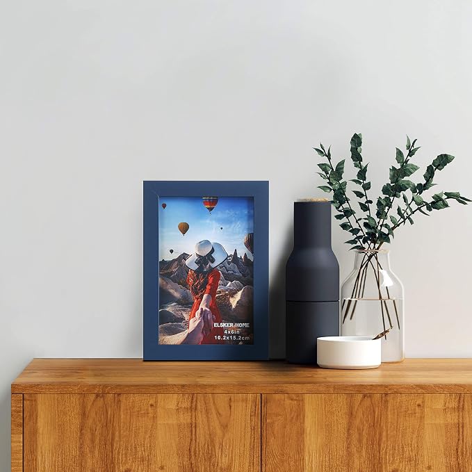 ELSKER&HOME 4x6 Picture Frame Navy Blue Glass 6Pack | Sturdy Wood Composite - Image 2