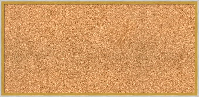 Amanti Art Natural Cork Board for Wall, 19x39 Vision Board with White Frame, Large Corkboard Office Decor for Home Organization, Modern Corkboard Pinboard to Display Items for Home Organization in-DeskLoop Office