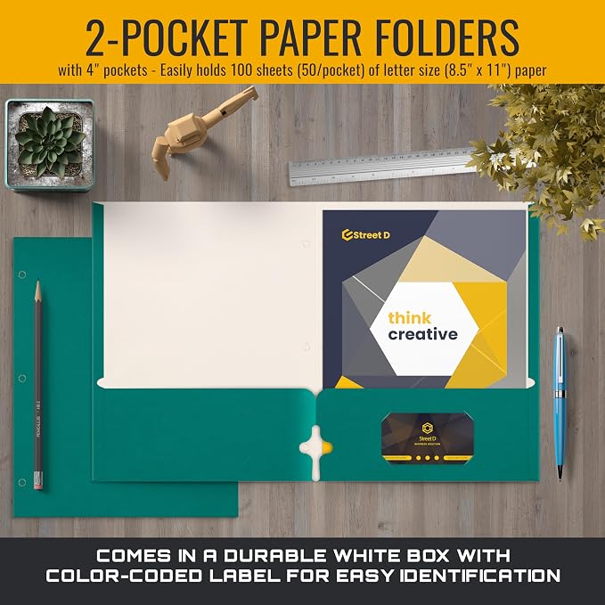 Better Office Products Two Pocket Portfolio Folders, Letter Size Paper Folders - Image 3