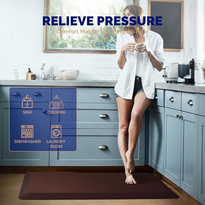 FEATOL Anti Fatigue Mat for Standing, 9/10 Extra Thick Ergonomic Standing Desk - Image 4
