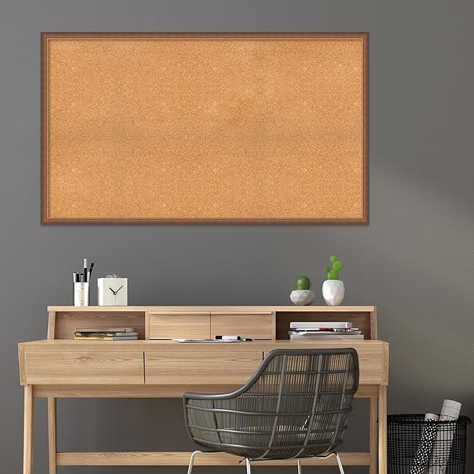 Amanti Art Natural Cork Board for Wall, 34x58 Vision Board with Bronze Frame, Oversize Corkboard Office Decor for Home Organization, Modern Corkboard Pinboard to Display Items for Home Organization-DeskLoop Office