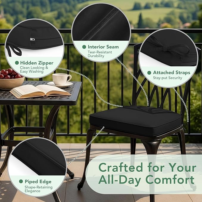 Outdoor Chair Cushions Set of 2: Waterproof & Fade Resistant Patio Furniture - Image 4