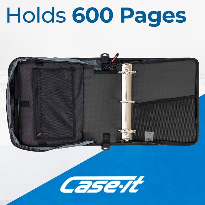 Case-it Mighty Zip Tab School Zipper Binder | 3-Inch O-Rings, 600-Sheet Capacity - Image 3