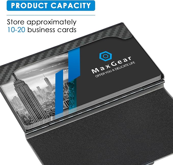 MaxGear Stainless Steel Business Card Holder, Slim Card Case, Buckle Closure - Image 4