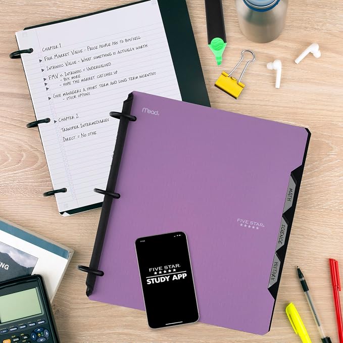 Five Star Flex Refillable Notebook + Study App 1 Inch O-Rings Binder - Image 3