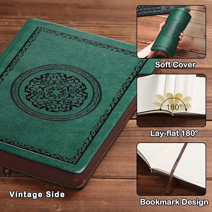 2025 Leather Vintage Journal Notebook,300 Pages,Leather Softcover Lined Journal Notebooks for Women Men,Notebook Journals for Writing Travel,Business,Office,8.5'' X 11.3''