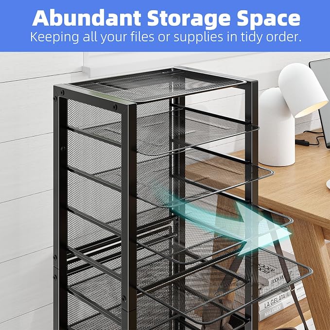 Simple Trending 14 Tier Rolling File Cart, Desk File Organizer - Image 5