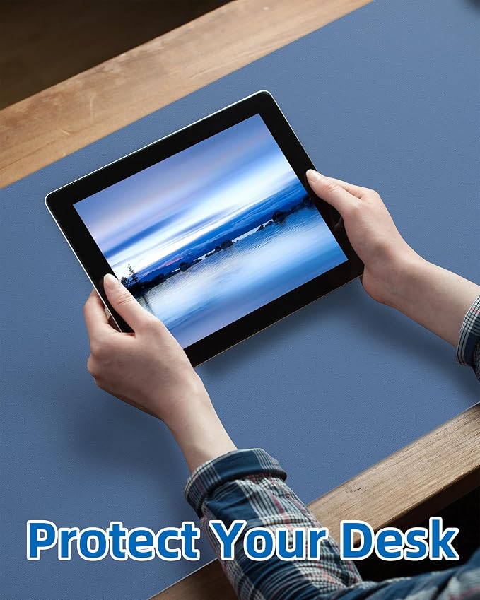 Leather Desk Pad Blotter, Mouse Pad, Office Desk Mat, Non-Slip PU Leather Desk - Image 5