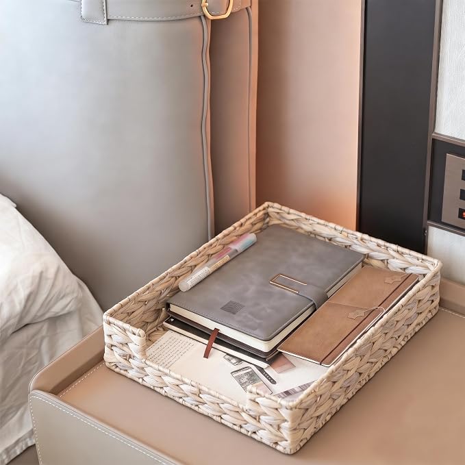 Set of 2 Water Hyacinth Letter Tray - Image 6