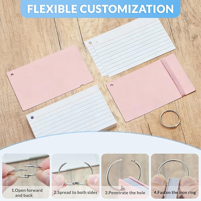 NEEWAY Ruled Index Cards with Ring 3x5 Inches, Flash Cards with Rings - Image 5