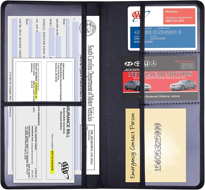 Wisdompro Car Document Holder Organiser, PU Leather Vehicle Insurance and - Image 8