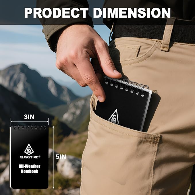 GLORYFIRE Waterproof Notebook, 5 Pack All Weather Note Pads, Tactical Memo Book - Image 6