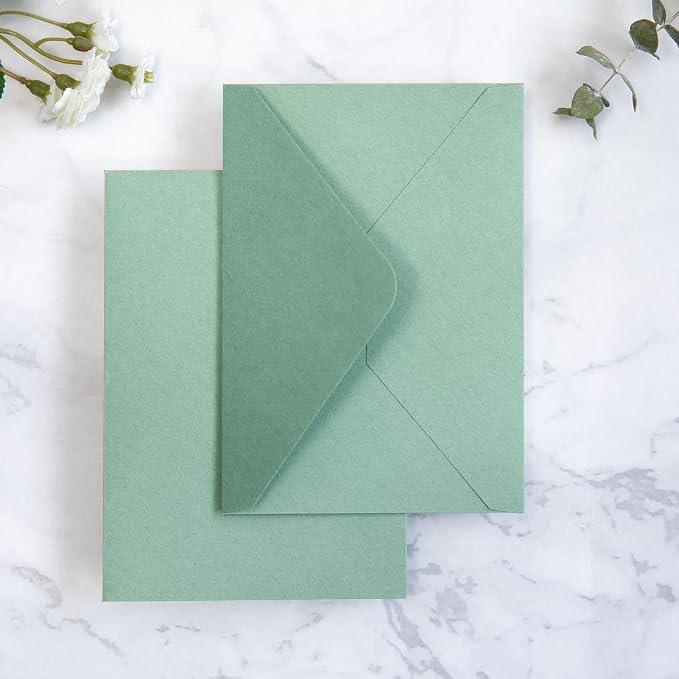 PONATIA 50 Pack A1 Envelopes, 3.63 x 5.2'' Sage Green Envelopes Perfect - Image 8