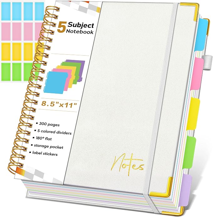 Spiral Notebook Journal with Removable Dividers Tabs, 300 Pages Hardcover by Unknown