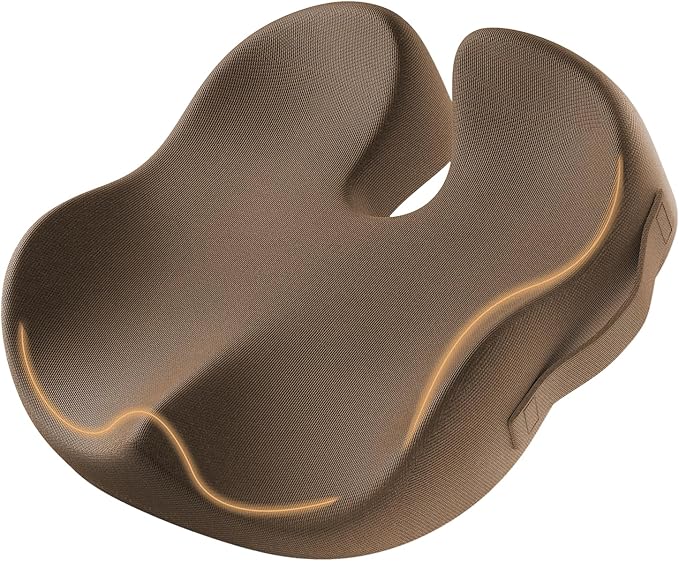 ProtoArc Seat Cushion, Office Chair Cushion for Sciatica, Coccyx Cushion, Ergonomic Memory Foam Seat Cushion for Car, Home, Pressure Relief Pad for Hip, Tailbone, All Day Comfort - Coffee-DeskLoop Office
