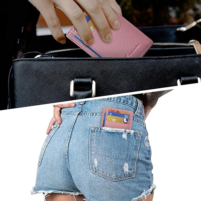 Travelambo Slim Wallet Front Pocket Minimalist Leather RFID Blocking Medium Size - Image 6