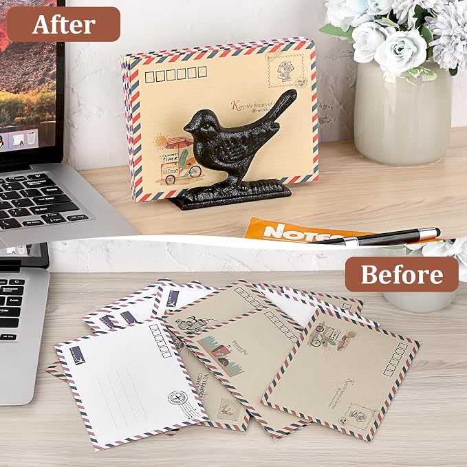 BTSKY Cast Iron Mail Organizer Countertop, Heavy Duty Desk Mail Holder - Image 6