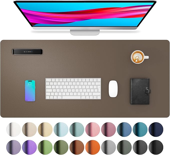 Aothia Leather Desk Pad Protector, Mouse Pad, Office Desk Mat, Non-Slip PU by AothiaSimpleNaturalUnique