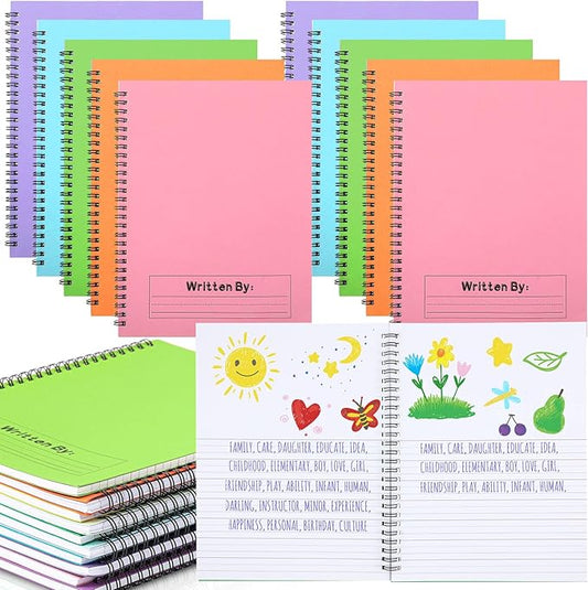 Henoyso 20 Pcs 100/50 Sheets Primary Composition Notebook K-2 Bulk Spiral Primary Journal Drawing Handwriting Practice for Kids Kindergarten 1st 2nd Back to School Supplies (Pastel Color,50 Sheets)-DeskLoop Office