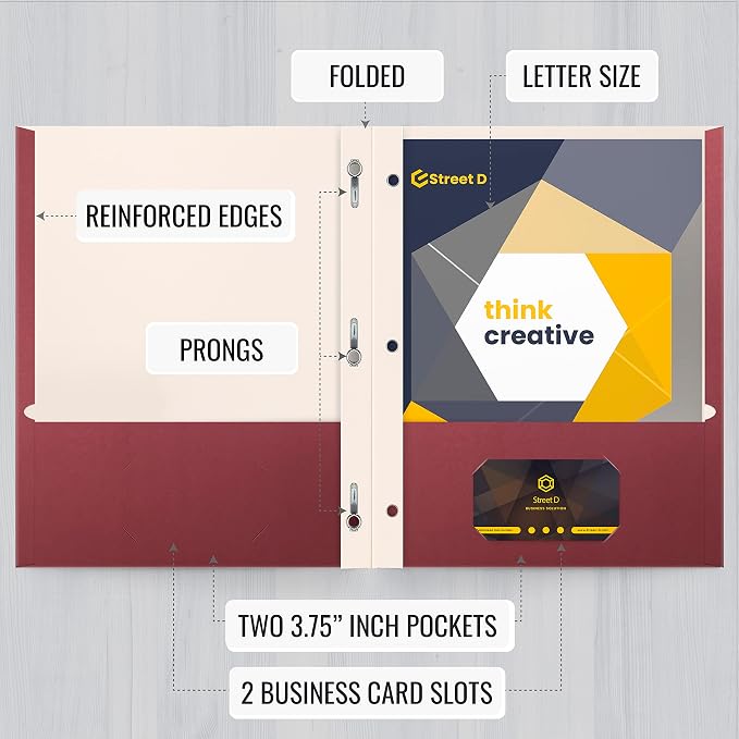 Better Office Products Burgundy Paper 2 Pocket Folders - Image 3