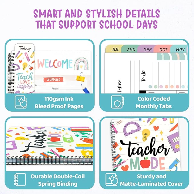 Decorably Undated Teacher Planner 2026-2027, Lesson Plan Book & Calendar | - Image 5