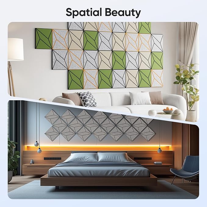 UNECHO 12 Pack 12" X 12" X 0.47" Acoustic Panels - Image 5