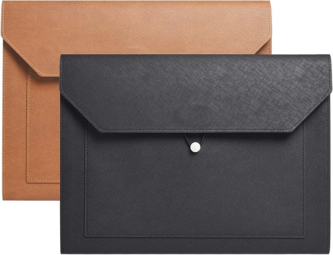 PU Leather A4 File Folder Document Holder 2 Pockets Portfolio Envelope Folder by yufocusqc