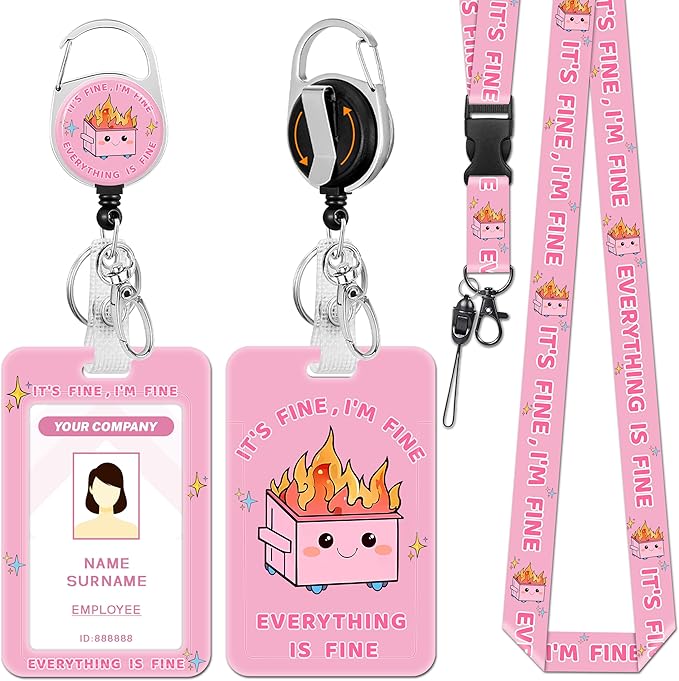 Hancynir Lanyards for Id Badges, Dumpster on Fire Badge Holder by Hancynir