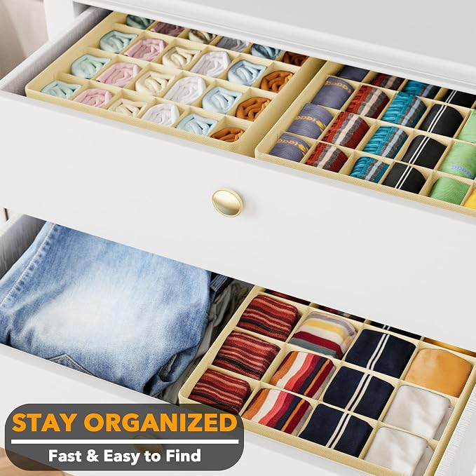 SpaceAid Sock Drawer Organizer Divider 3 Pack, 64 Cell Dresser Closet Nursery - Image 3