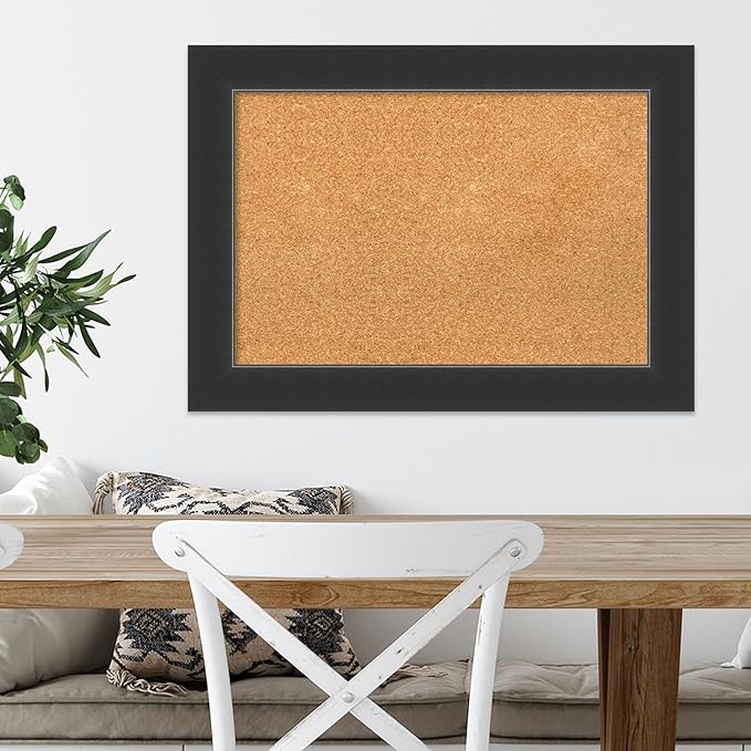 Amanti Art Natural Cork Board for Wall, 21x29 Vision Board with Black Wood Frame, Medium Corkboard Office Decor for Home Organization, Modern Corkboard Pinboard to Display Items for Home Organization-DeskLoop Office