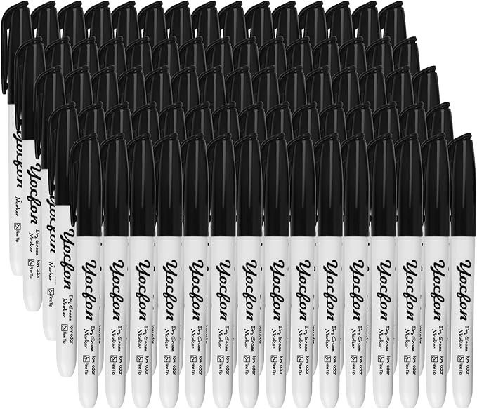 Dry Erase Markers 148 Pack, Bulk Black Whiteboard Markers by Unknown