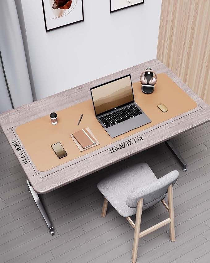 YSAGi Double-Sided Desk Mat, Eco Cork & Leather Desk Protector, Large Mouse Pad - Image 2