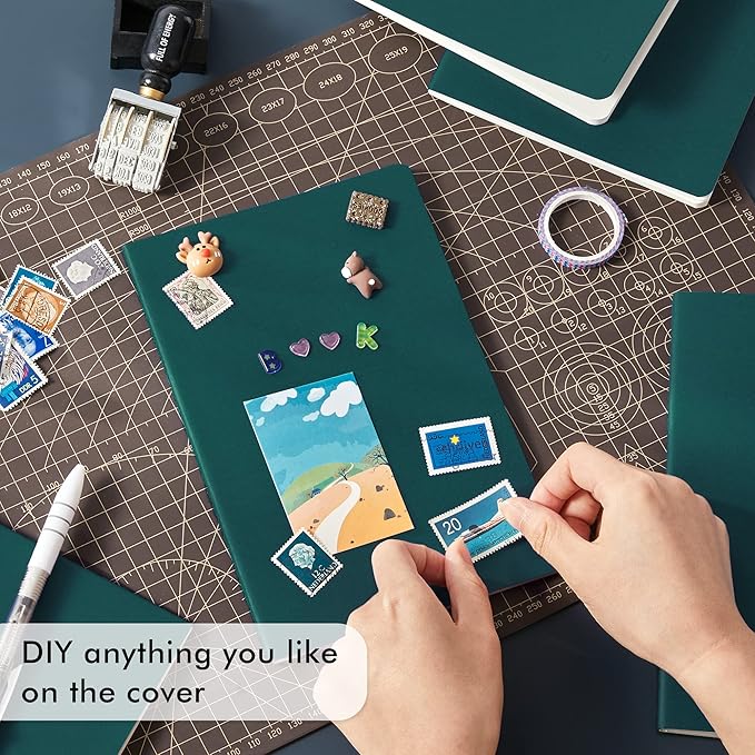 16 Pack Soft Cover Journal Bulk, Feela Lined Notebooks College Ruled for Work for Women Girl Writing, Blank Travel Journal Note Taking Notebook School Business Supplies, 8.2” x 5.5”, A5, Dark Green-DeskLoop Office