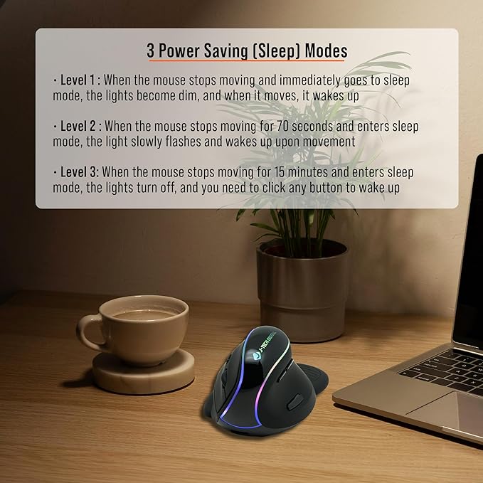 J-Tech Digital Ergonomic Mouse with Wireless Connection, Removable Palm Rest, Thumb Buttons, Rechargeable Battery, 800 DPI, Compatible with Windows and MAC OS-DeskLoop Office
