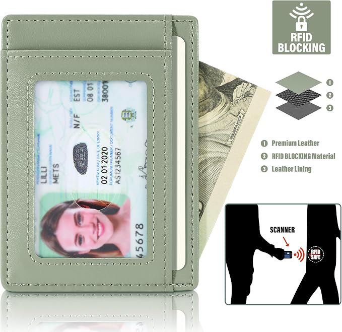 Travelambo Slim Wallet Front Pocket Minimalist Leather RFID Blocking Medium Size - Image 5