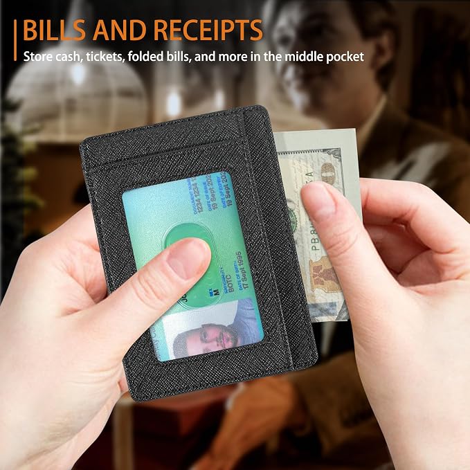 Travelambo Front Pocket Minimalist Leather Slim Wallet RFID Blocking Medium Size - Image 7