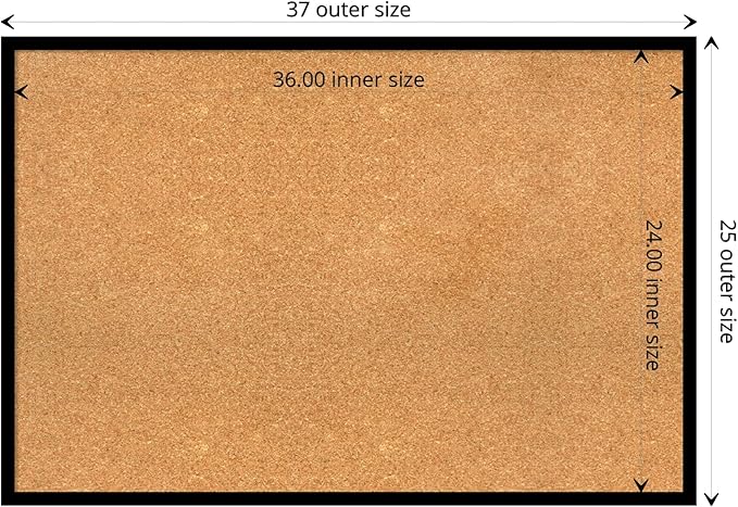 Amanti Art Natural Cork Board for Wall, 25x37 Vision Board with Black Wood Frame, Large Corkboard Office Decor for Home Organization, Modern Contemporary Corkboard Pinboard to display items for home-DeskLoop Office