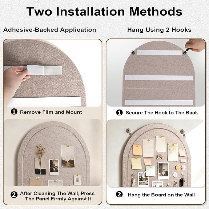 Arched Felt Bulletin Board, Sized 24" x 18" Cork Board Alternative Grooved Edge - Image 4