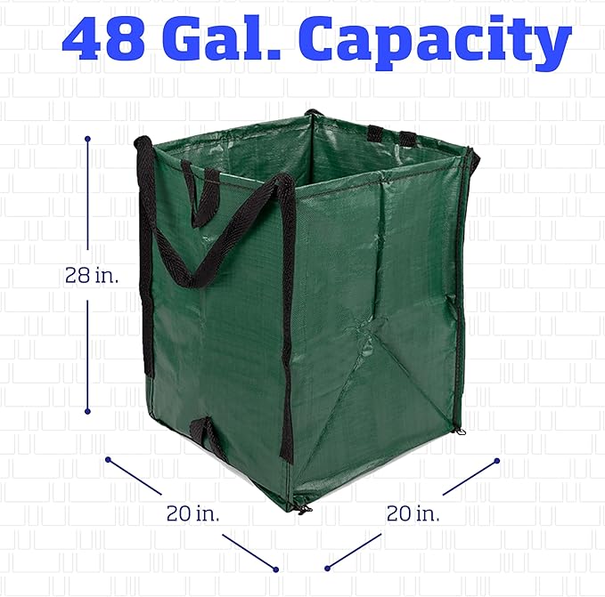 DURASACK Heavy Duty Home and Yard Bags 48-Gallon Reusable Self-Standing Lawn and Leaf Bags Garbage Can with Reinforced Handles, Green-DeskLoop Office