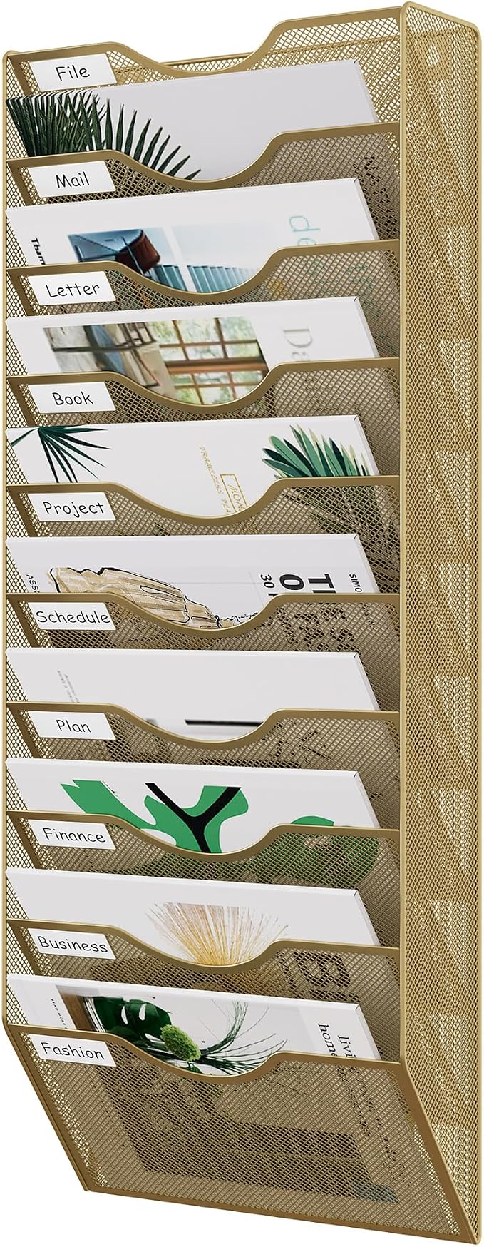 EasyPAG 10 Pocket Mesh Wall File Organizer, Hanging Paper Folder Holder by EasyPAG