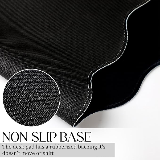 Hahafelt Scalloped Desk Mat Large Desk Pad Cute Coquette Table Mat Back to - Image 3