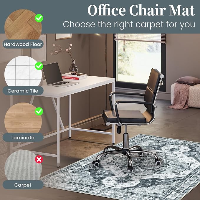 Office Chair Mat for Hardwood Floor&Tile Floor, Under Desk Rug for Rolling - Image 3