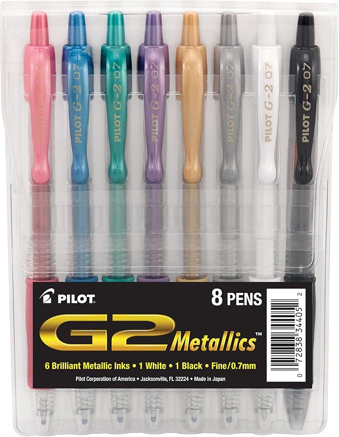 Pilot G2 Pens, Metallic Refillable And Retractable Gel Ink Pens Fine Point 0.7mm by PilotCorporationofAmerica