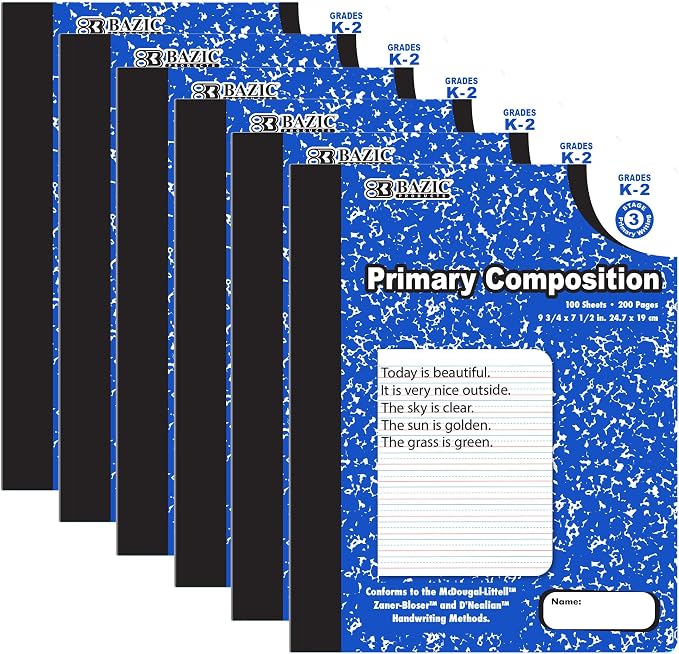 BAZIC PRODUCTS Primary Composition Notebook, Grades K-2, 9.75 x 7.5 in by BAZICProducts