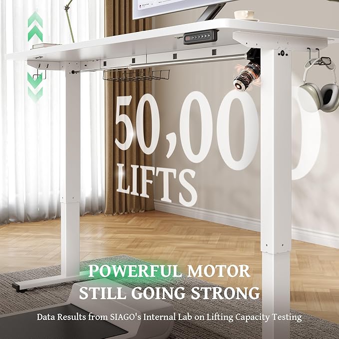 SIAGO Electric Standing Desk Adjustable - 63 x 24 Inch Sit Stand up Desk with Cable Management - 3 Memory Preset Adjustable Height Table-DeskLoop Office