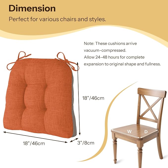 Chair Cushions for Dining Chairs 2 Pack, - Image 2