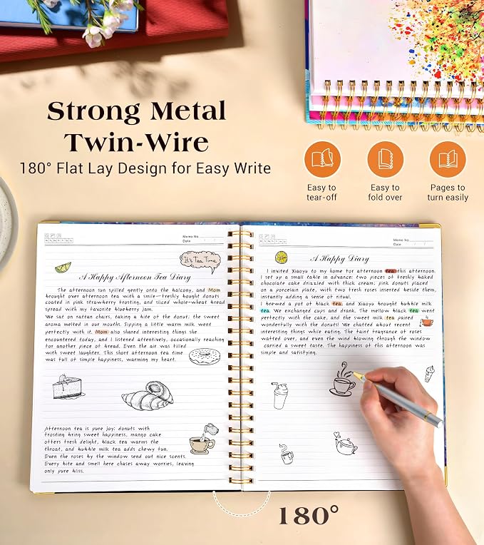 Lined Spiral Notebook Journal for Women, 150 Pages Cute Notebooks 5.75” x 8.38” - Image 6